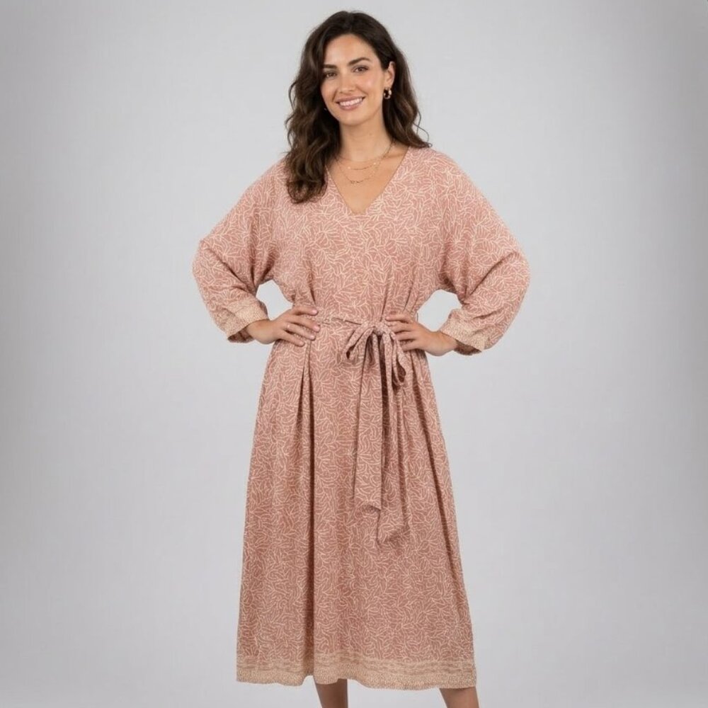 Natalie Martin Rayon Floral V-Neck Maxi Dress Size XS